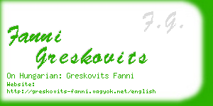 fanni greskovits business card